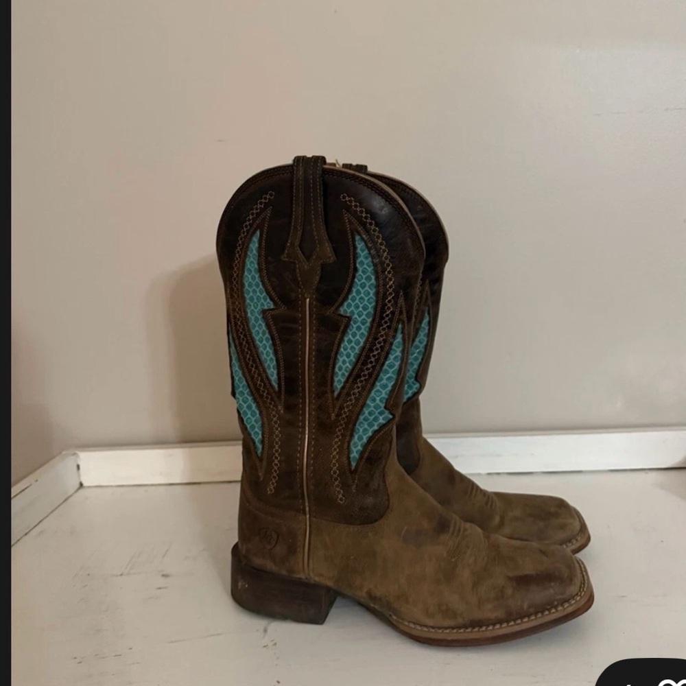 Ariat Brown and Teal Western Boots